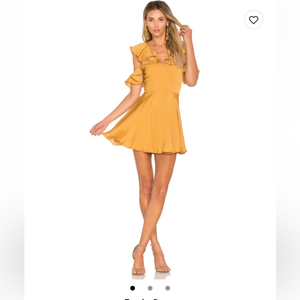Lovers & Friends Gold Ruffle/Skater Dress Revolve
